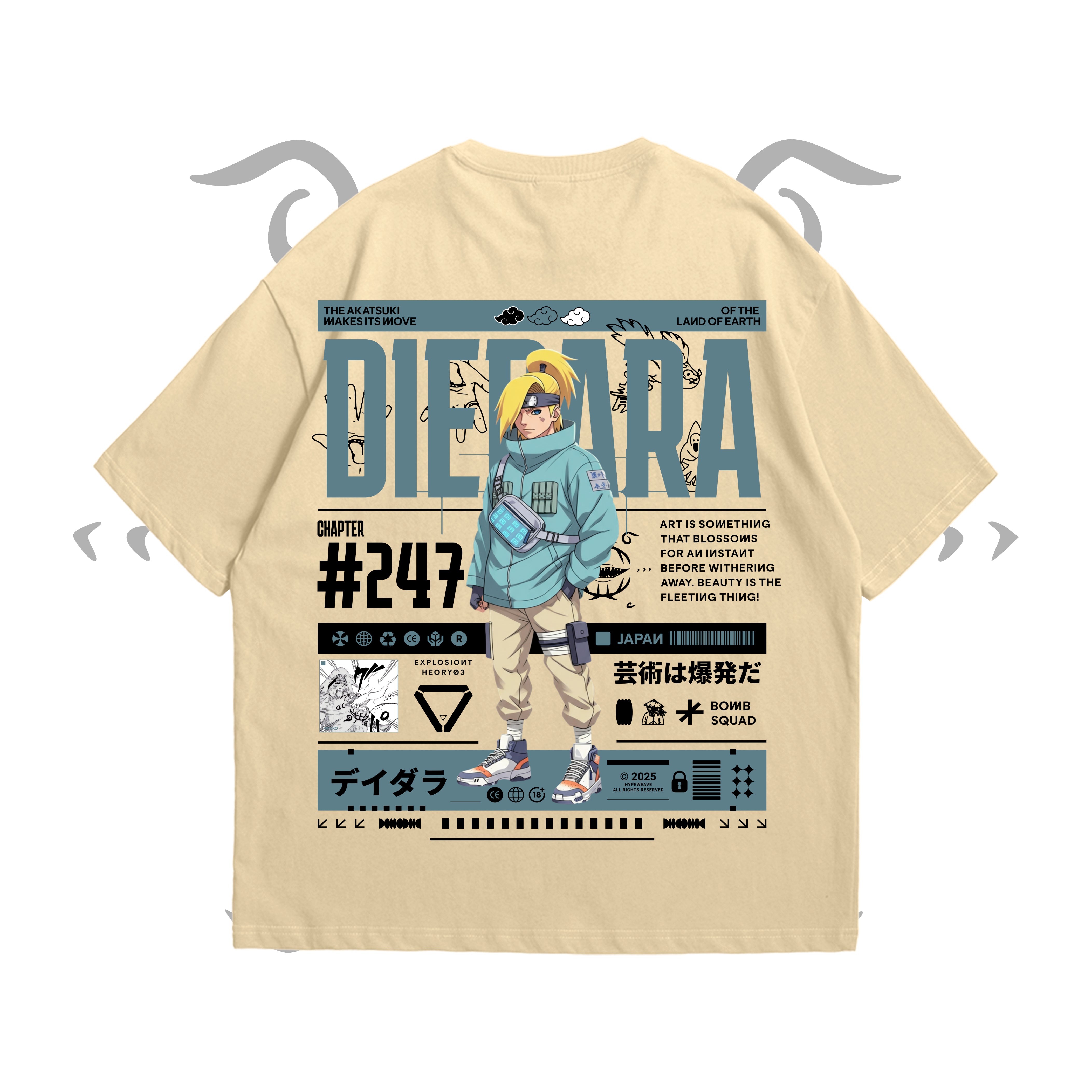 Deidara Artillerist tee – oversized anime t-shirt with explosive print
