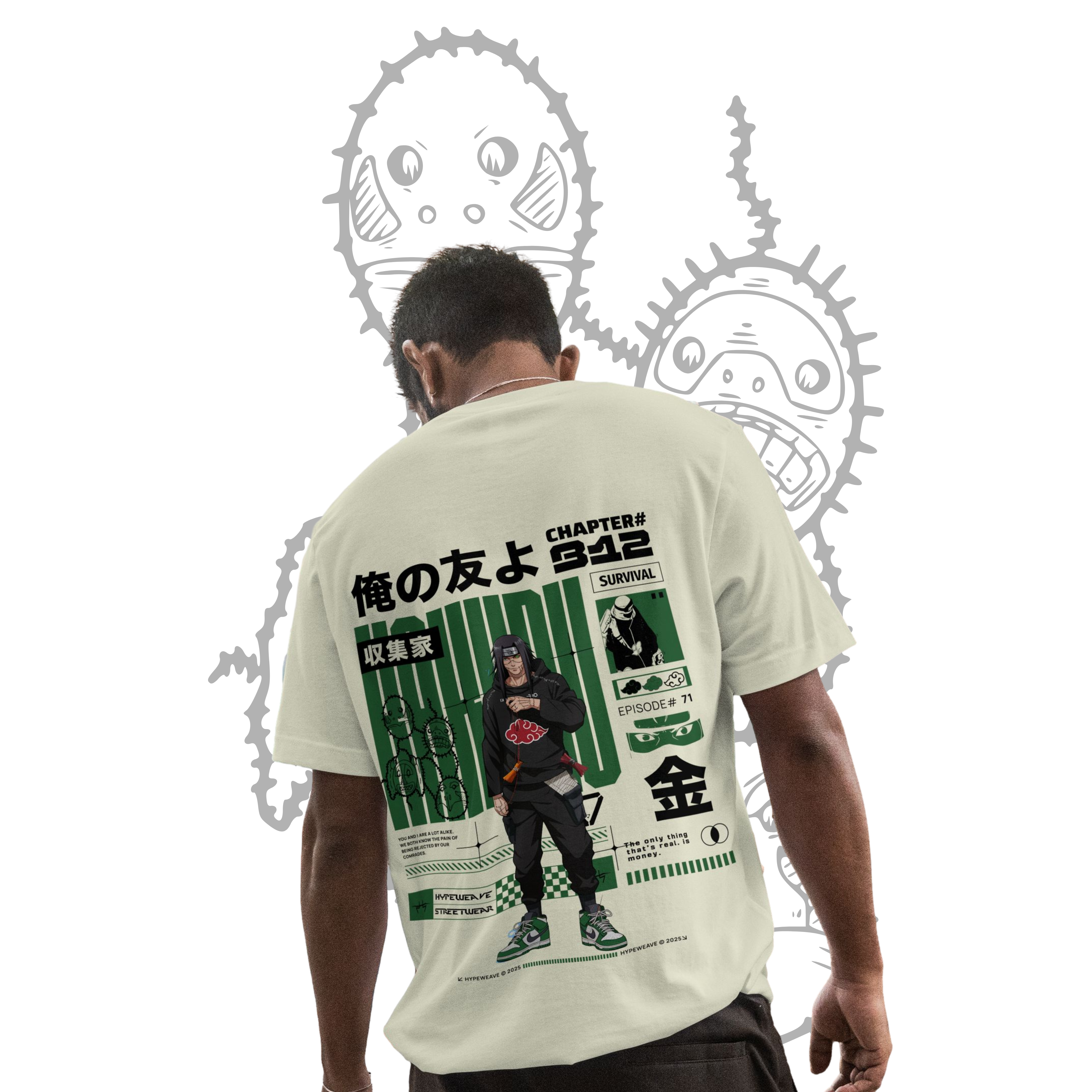 Kakuzu Collector t-shirt – oversized, stitched currency-style streetwear
