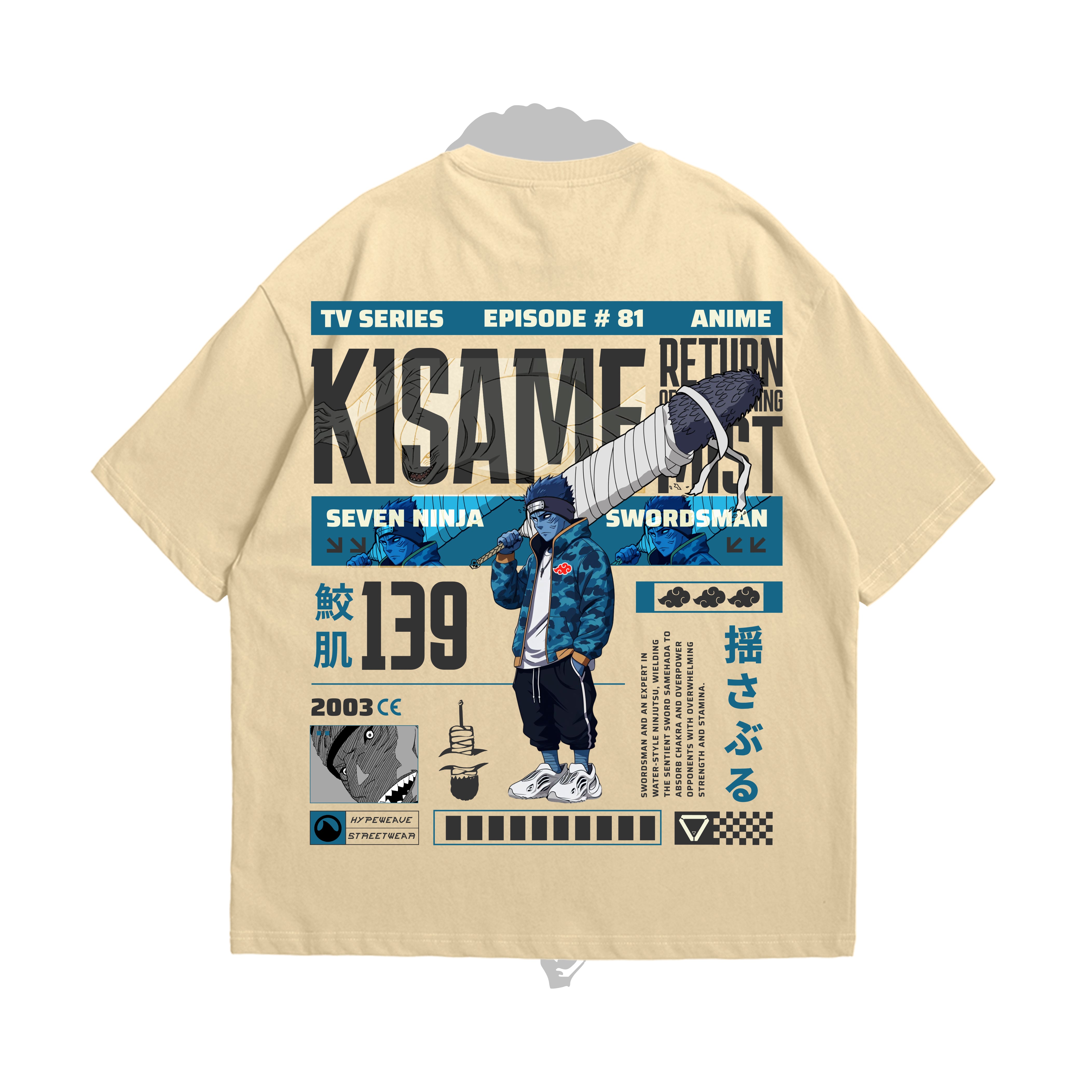 Kisame Leviathan oversized anime t-shirt – ocean beast-inspired design