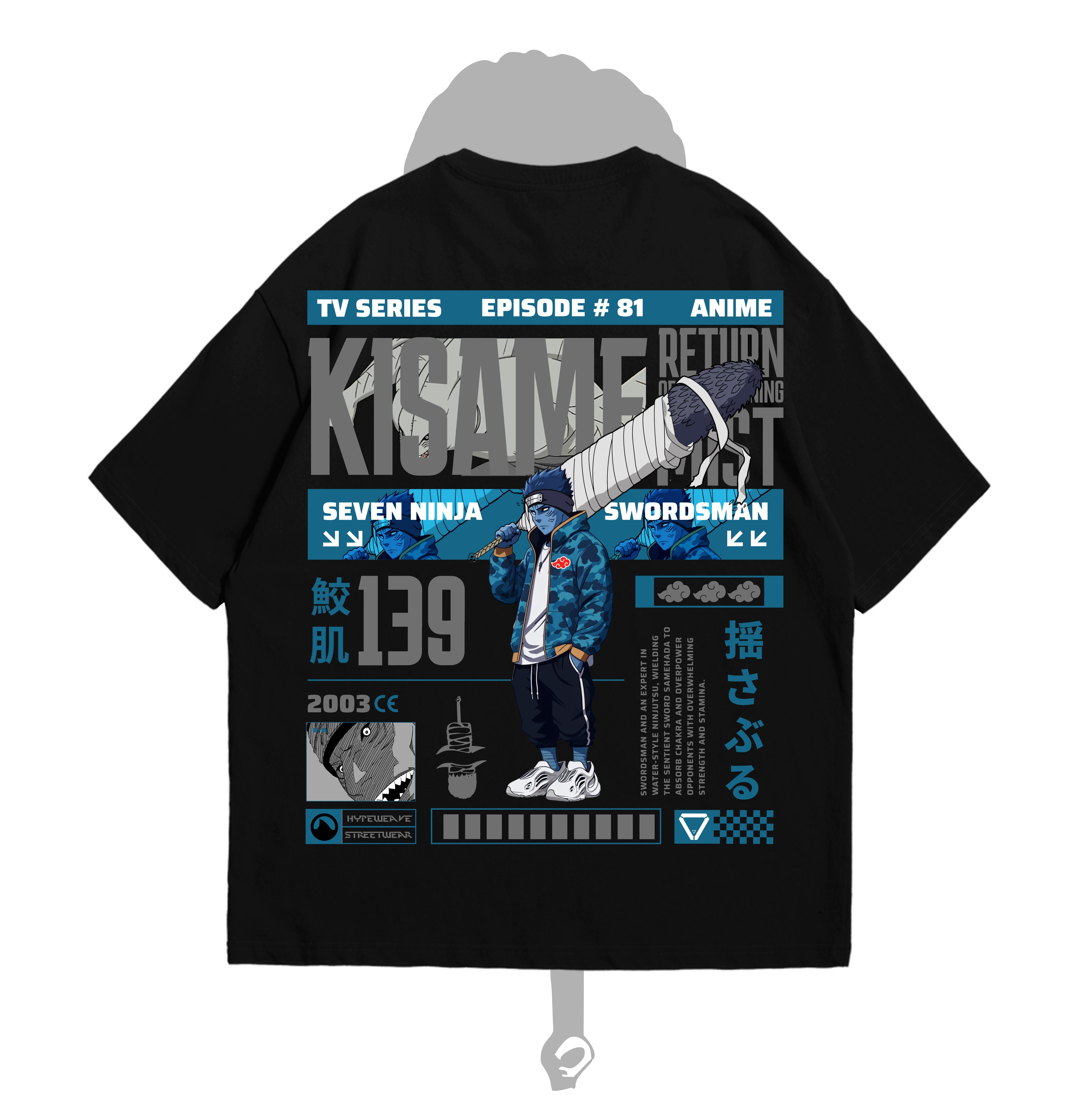 Kisame Leviathan oversized anime t-shirt – ocean beast-inspired design
