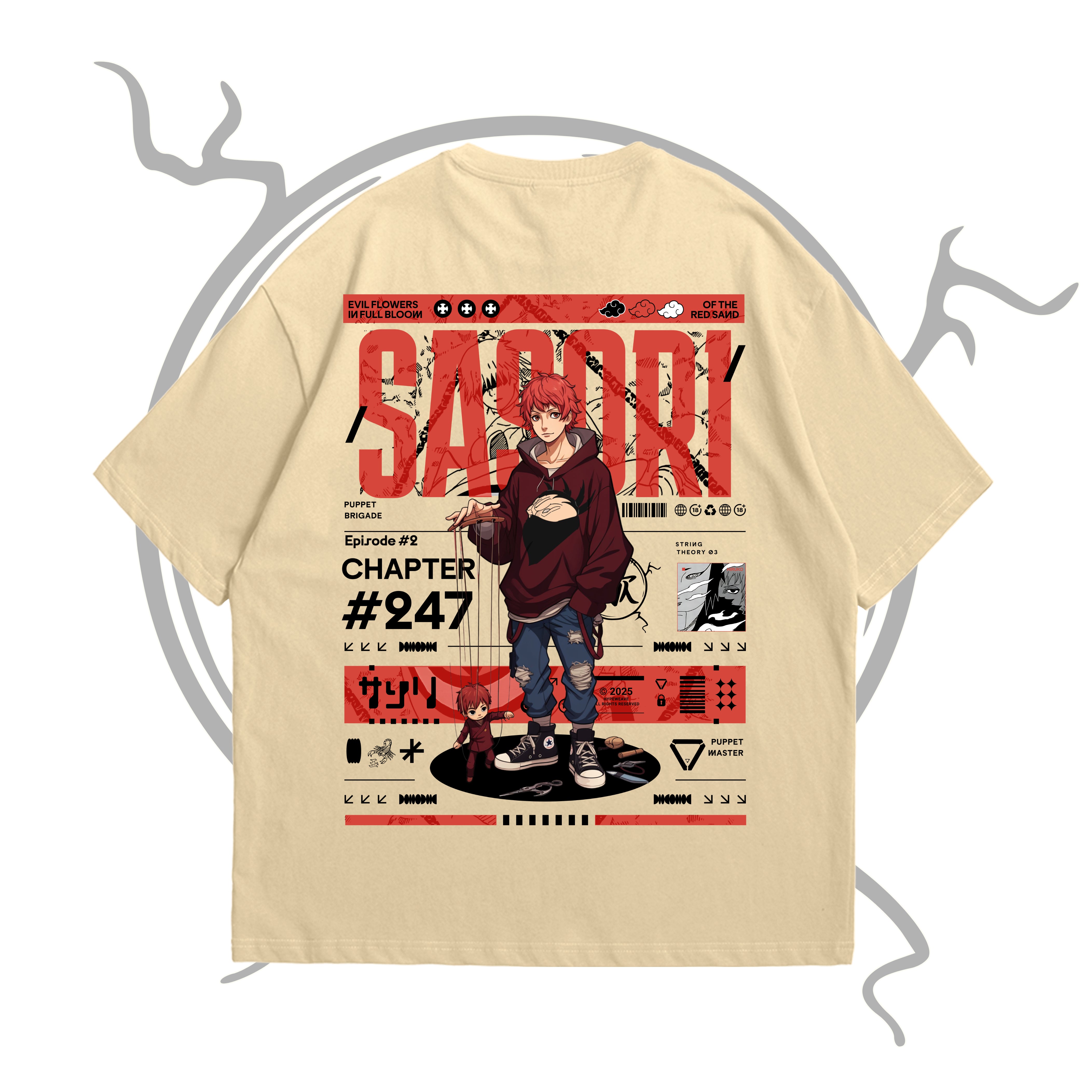 Sasori oversized anime t-shirt featuring Puppeteer design – HypeWeave Drop 0