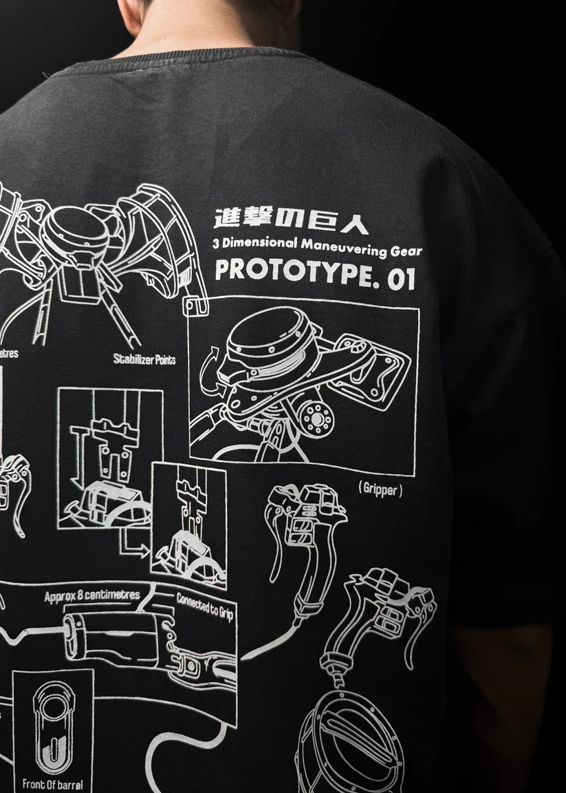 Attack on Titan Gear Oversized T-Shirt – Full Embroidery 240 GSM | HypeWeave