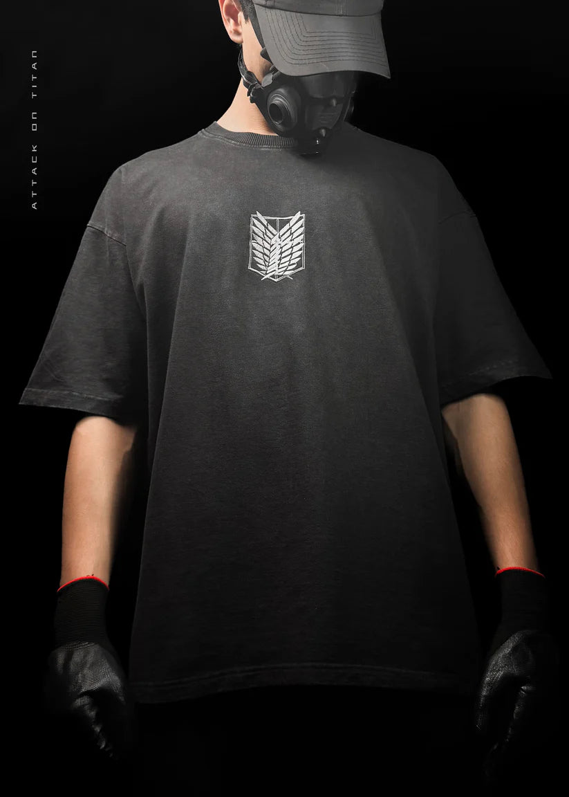Attack on Titan Gear Oversized T-Shirt – Full Embroidery 240 GSM | HypeWeave