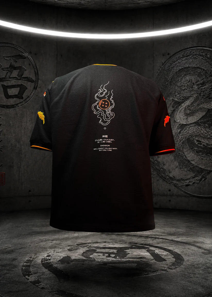 Goku Dragon Embroidery Oversized T-Shirt – 240 GSM Anime Streetwear | HypeWeave