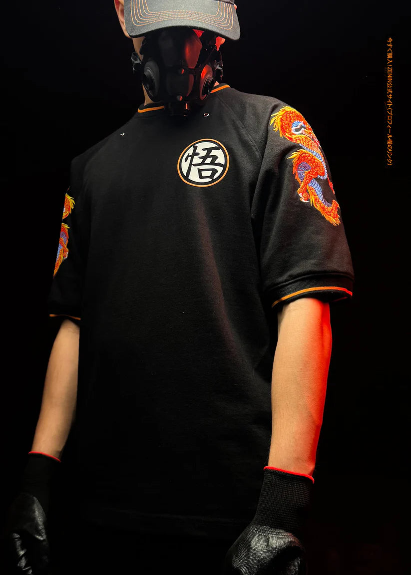 Goku Dragon Embroidery Oversized T-Shirt – 240 GSM Anime Streetwear | HypeWeave