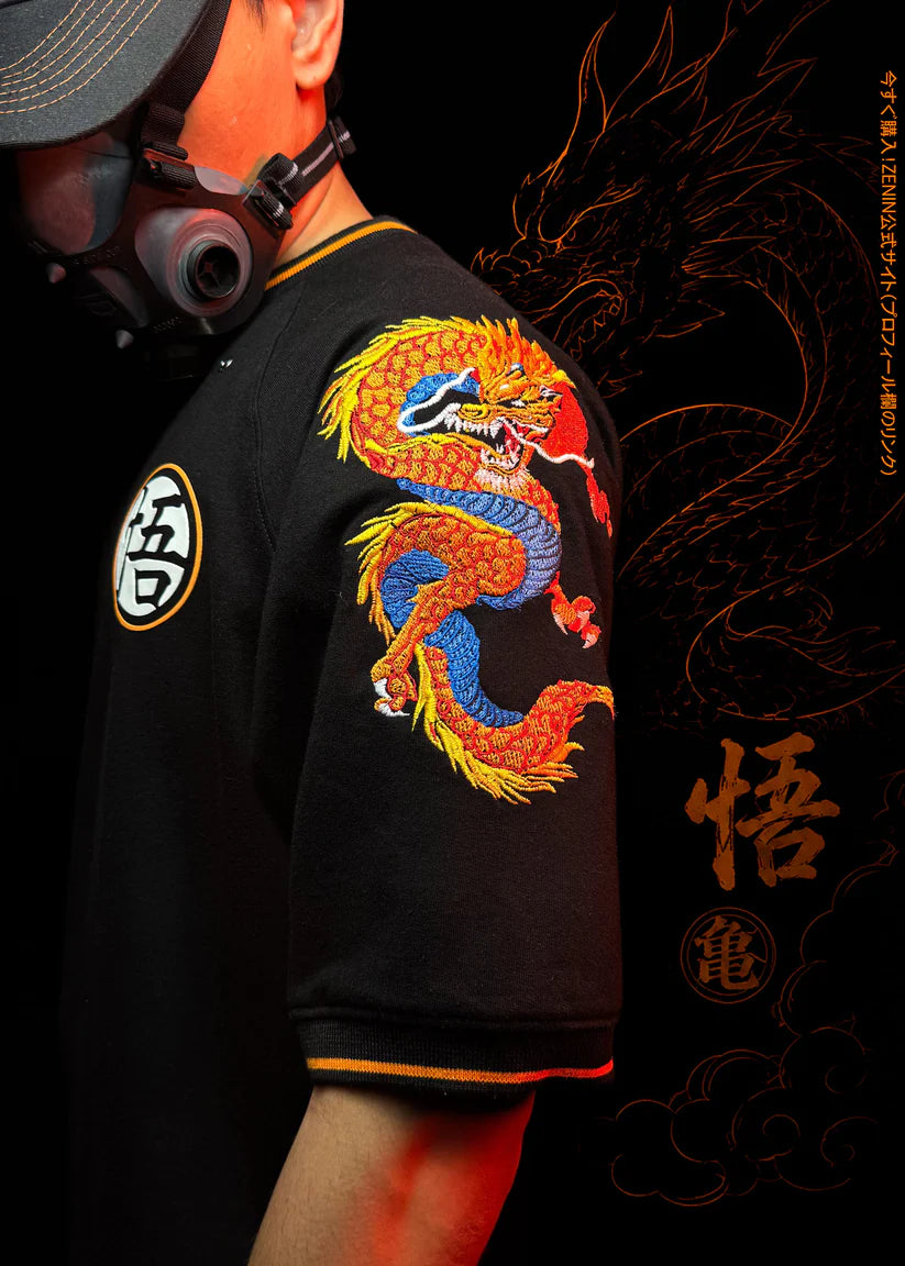 HypeWeave Goku oversized T-shirt with embroidered dragon sleeve details